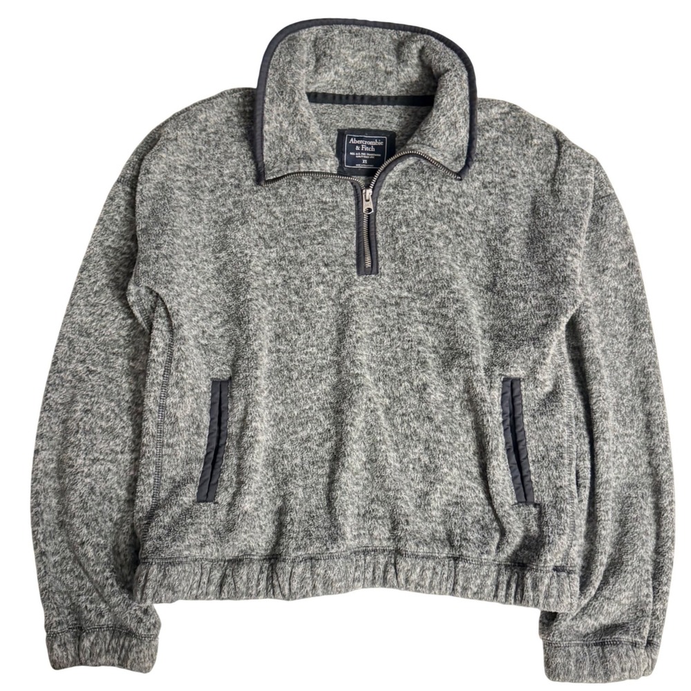 Abercrombie & Fitch Fleece Quarter Zip Pullover Gorpcore Athleisure Grey XS